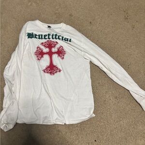 White Long Sleeve Shirt with Red Design